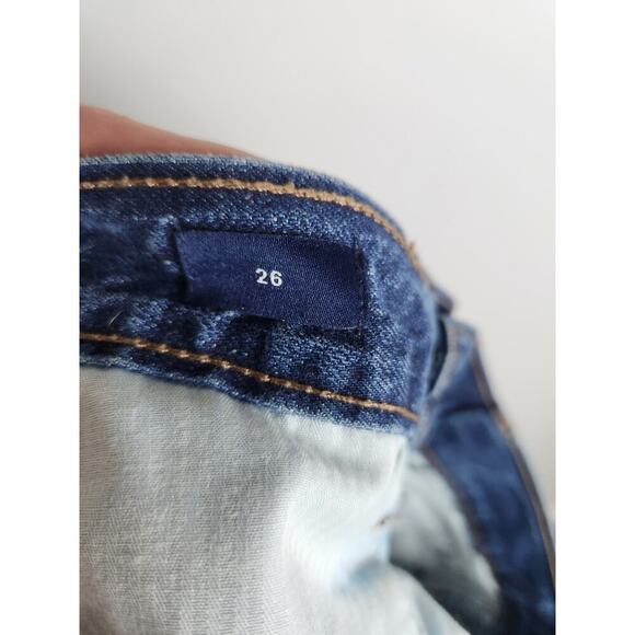 GAP Denim button fly mini jean skirt sz 26 raw hem boho festival rodeo y2k - Picture 5 of 9